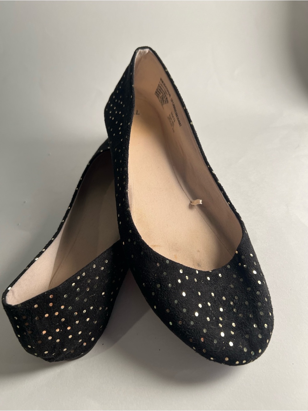Black Sparkle Fabric Women's Ballet Flats Size 7.5